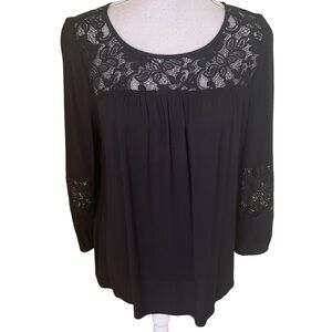 Joie Black Lace Yoke Blouse S